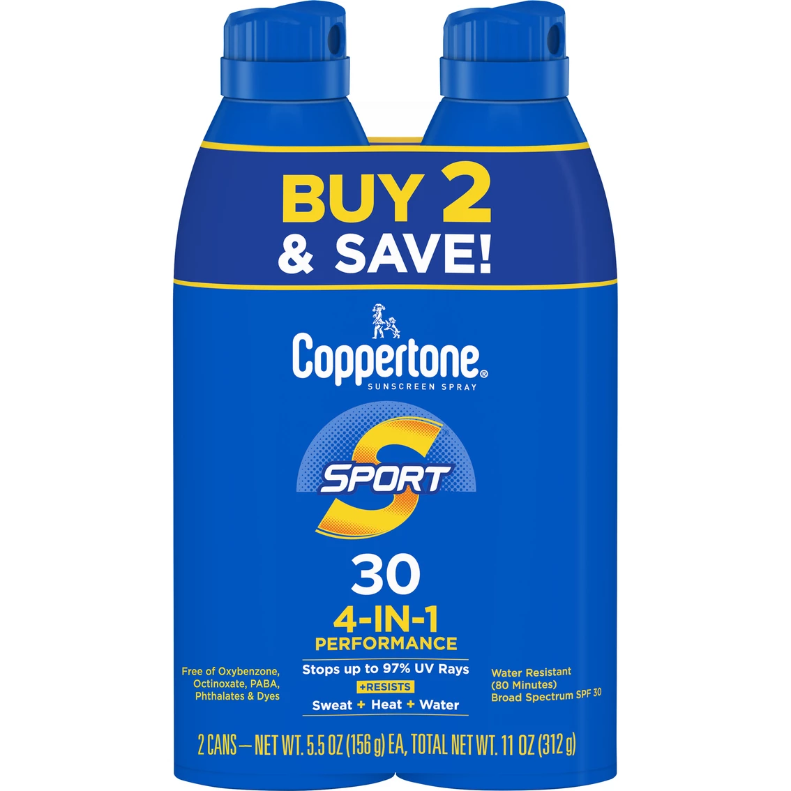 Coppertone Sport Continuous Spray SPF 30 5.5 Oz. 2 Pk.