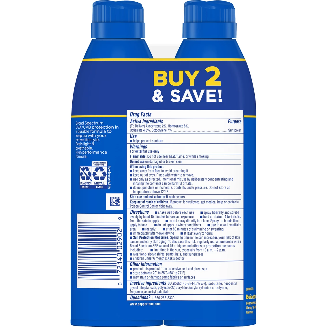 Coppertone Sport Continuous Spray SPF 30 5.5 Oz. 2 Pk. - Image 2