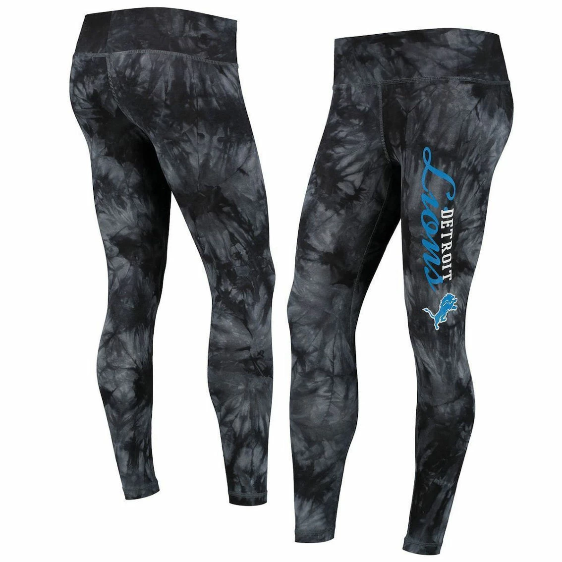 Concepts Sport Women's Black Detroit Lions Burst Tie Dye Leggings