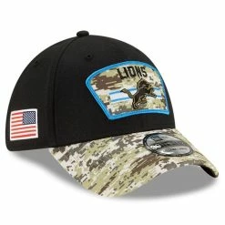 New Era Men's Black/Camo Detroit Lions 2021 Salute To Service 39THIRTY Flex Hat