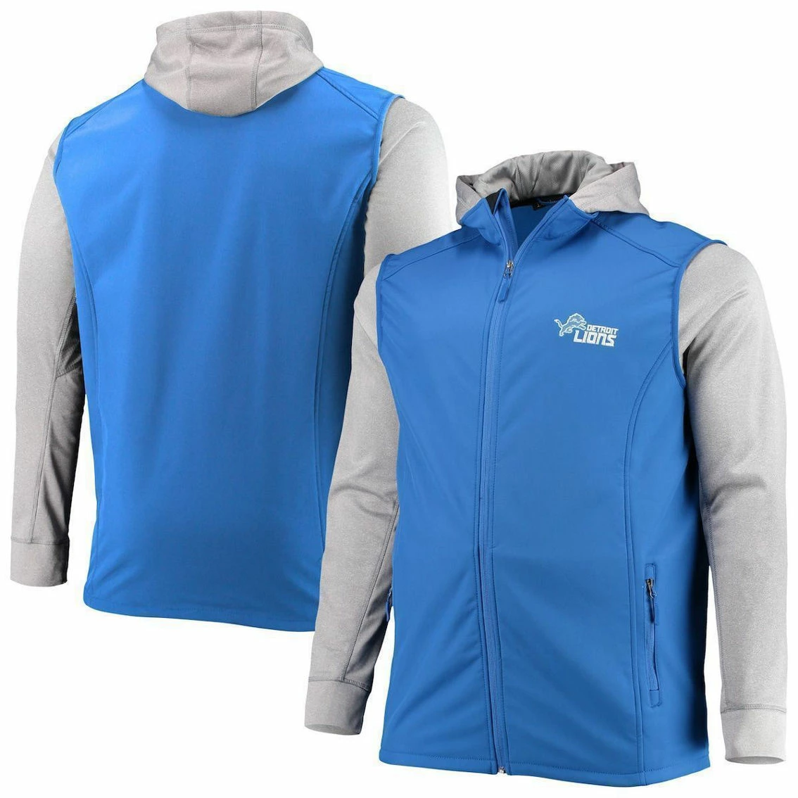 Dunbrooke Men's Blue/Gray Detroit Lions Big & Tall Alpha Full-Zip Hoodie Jacket