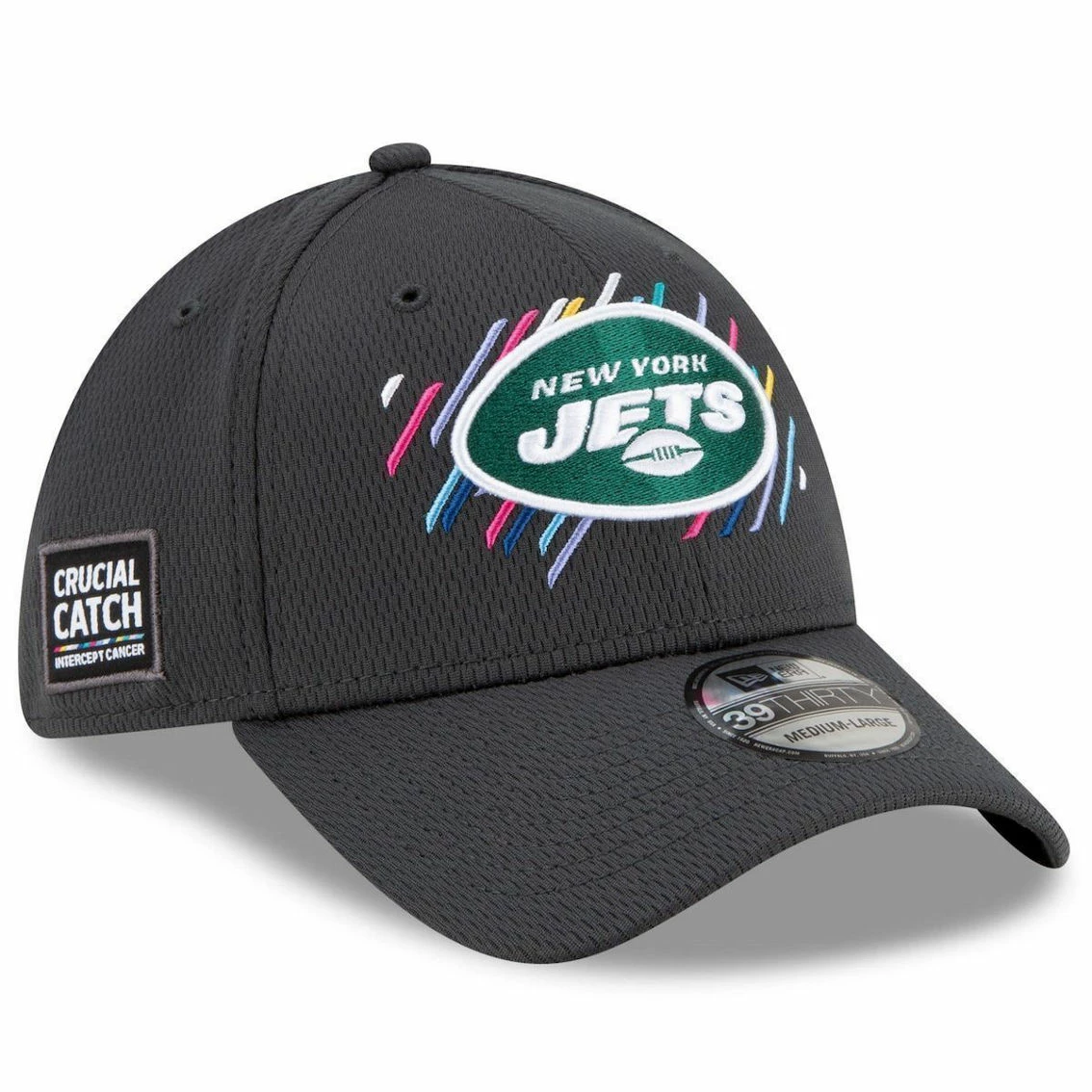 New Era Men's Charcoal New York Jets 2021 NFL Crucial Catch 39THIRTY Flex Hat - Image 4