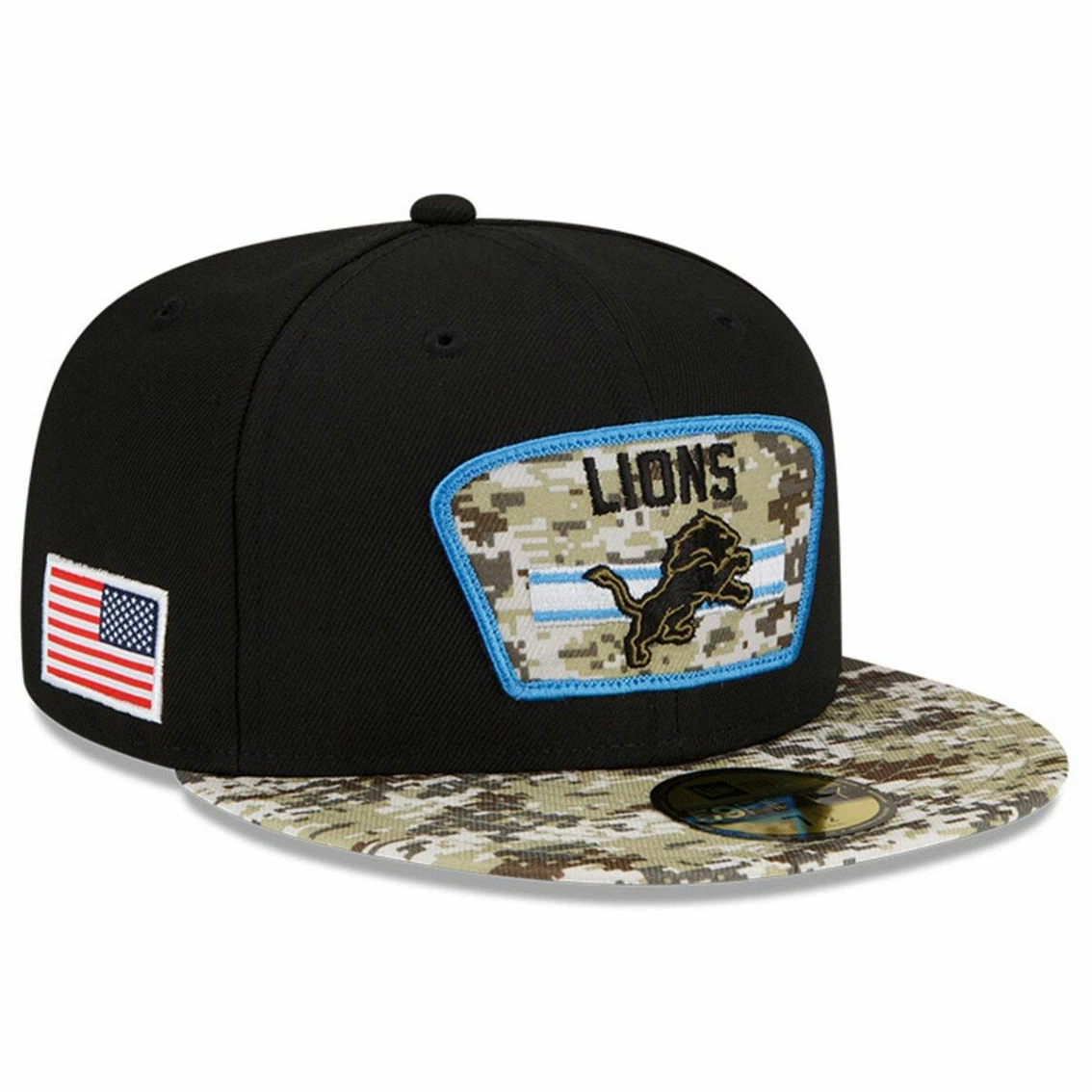 New Era Men's Black/Camo Detroit Lions 2021 Salute To Service 59FIFTY Fitted Hat - Image 2