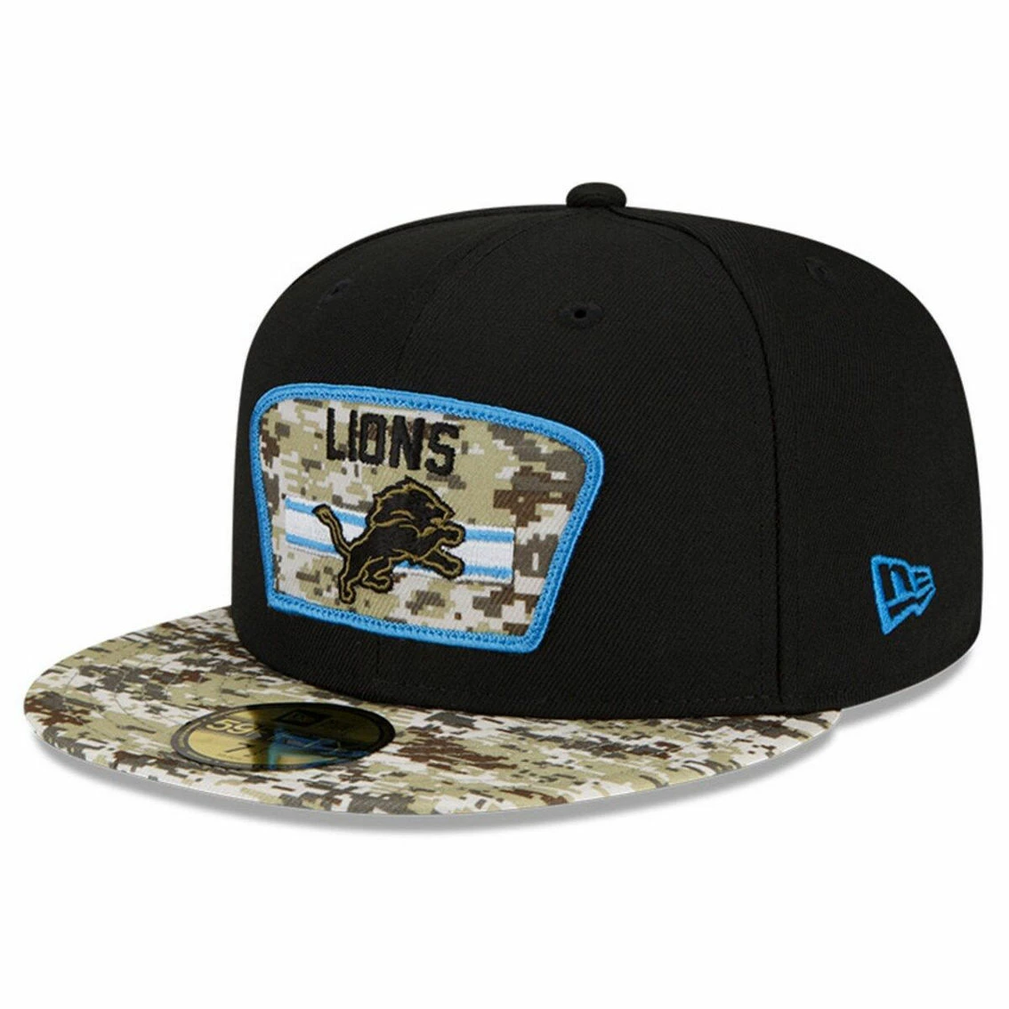 New Era Men's Black/Camo Detroit Lions 2021 Salute To Service 59FIFTY Fitted Hat - Image 4