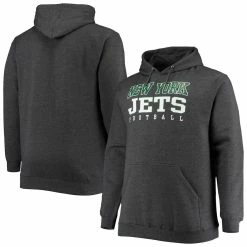 Fanatics Branded Men's Heathered Charcoal New York Jets Big & Tall Practice Pullover Hoodie