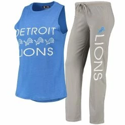 Women's Concepts Sport Silver/Blue Detroit Lions Muscle Tank Top & Pants Sleep Set