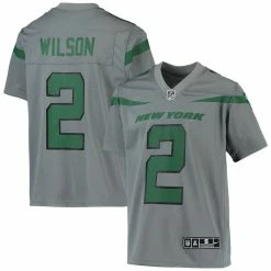 Nike Youth Zach Wilson Gray New York Jets Inverted Team Game Jersey