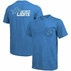 Majestic Threads Detroit Lions Threads Tri-Blend Pocket T-Shirt - Blue