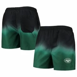FOCO Men's Black/Green New York Jets Dip-Dye Swim Shorts