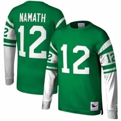 Mitchell & Ness Men's Joe Namath Kelly Green New York Jets Throwback Retired Player Name & Number Long Sleeve Top