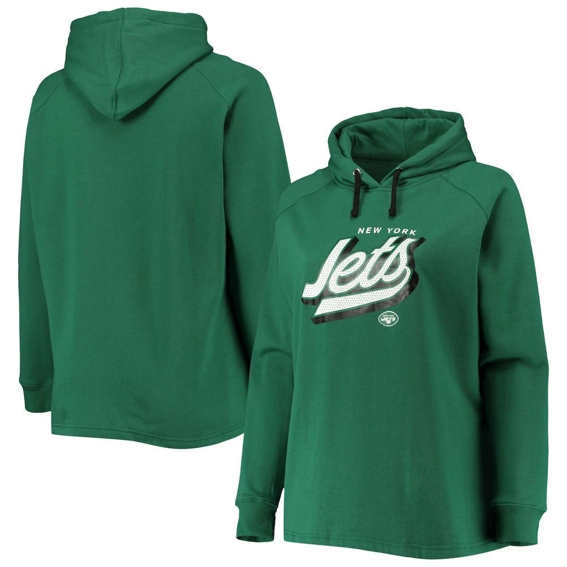 Fanatics Branded Women's Green New York Jets Plus Size First Contact Raglan Pullover Hoodie - Image 2