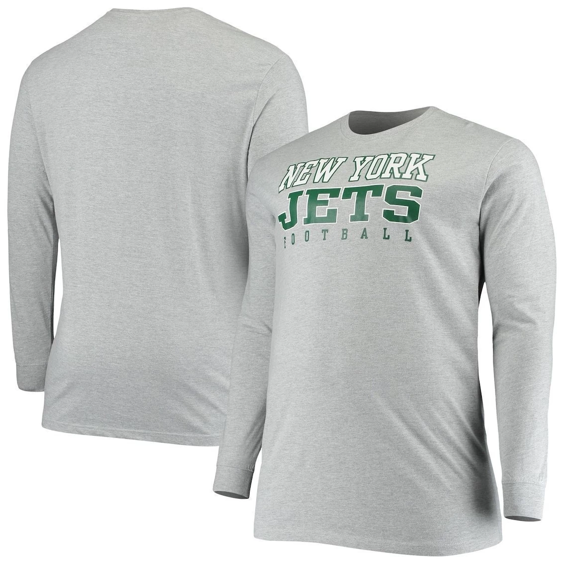 Fanatics Branded Men's Heathered Gray New York Jets Big & Tall Practice Long Sleeve T-Shirt - Image 2