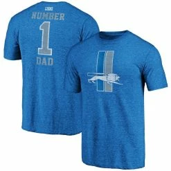 Fanatics Branded Men's Heathered Blue Detroit Lions Greatest Dad Retro Tri-Blend T-Shirt