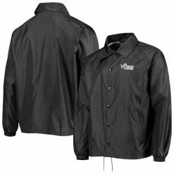 Dunbrooke Men's Black Detroit Lions Coaches Classic Raglan Full-Snap Windbreaker Jacket