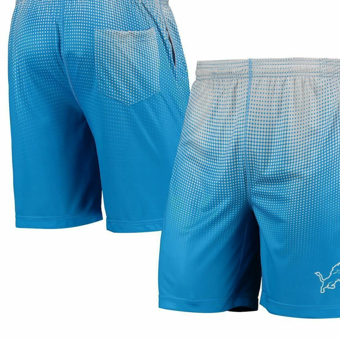FOCO Men's Blue/Silver Detroit Lions Pixel Gradient Training Shorts