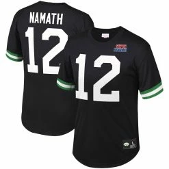 Mitchell & Ness Men's Joe Namath Black New York Jets Retired Player Name & Number Mesh Top