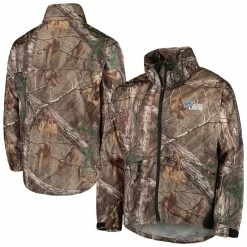 Dunbrooke Men's Realtree Camo Detroit Lions Circle Sportsman Waterproof Packable Full-Zip Jacket