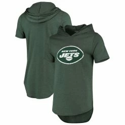 Majestic Threads Men's Threads Green New York Jets Primary Logo Tri-Blend Hoodie T-Shirt