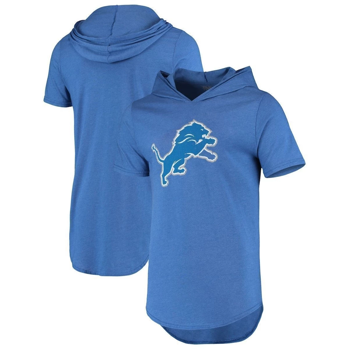 Majestic Threads Men's Threads Blue Detroit Lions Primary Logo Tri-Blend Hoodie T-Shirt