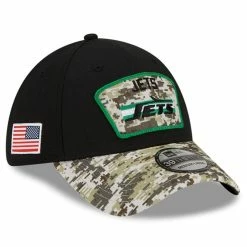 New Era Men's Black/Camo New York Jets 2021 Salute To Service Historic Logo 39THIRTY Flex Hat