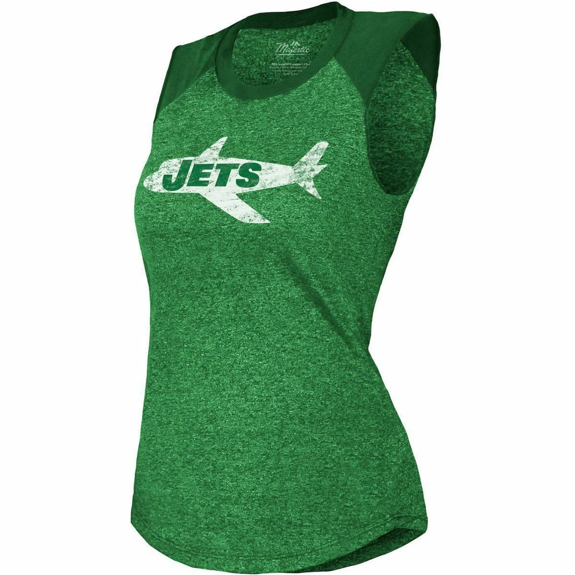 Majestic Threads Women's Threads Kelly Green New York Jets Retro Tri-Blend Raglan Muscle Tank Top - Image 3