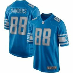 Nike Men's Charlie Sanders Blue Detroit Lions Game Retired Player Jersey