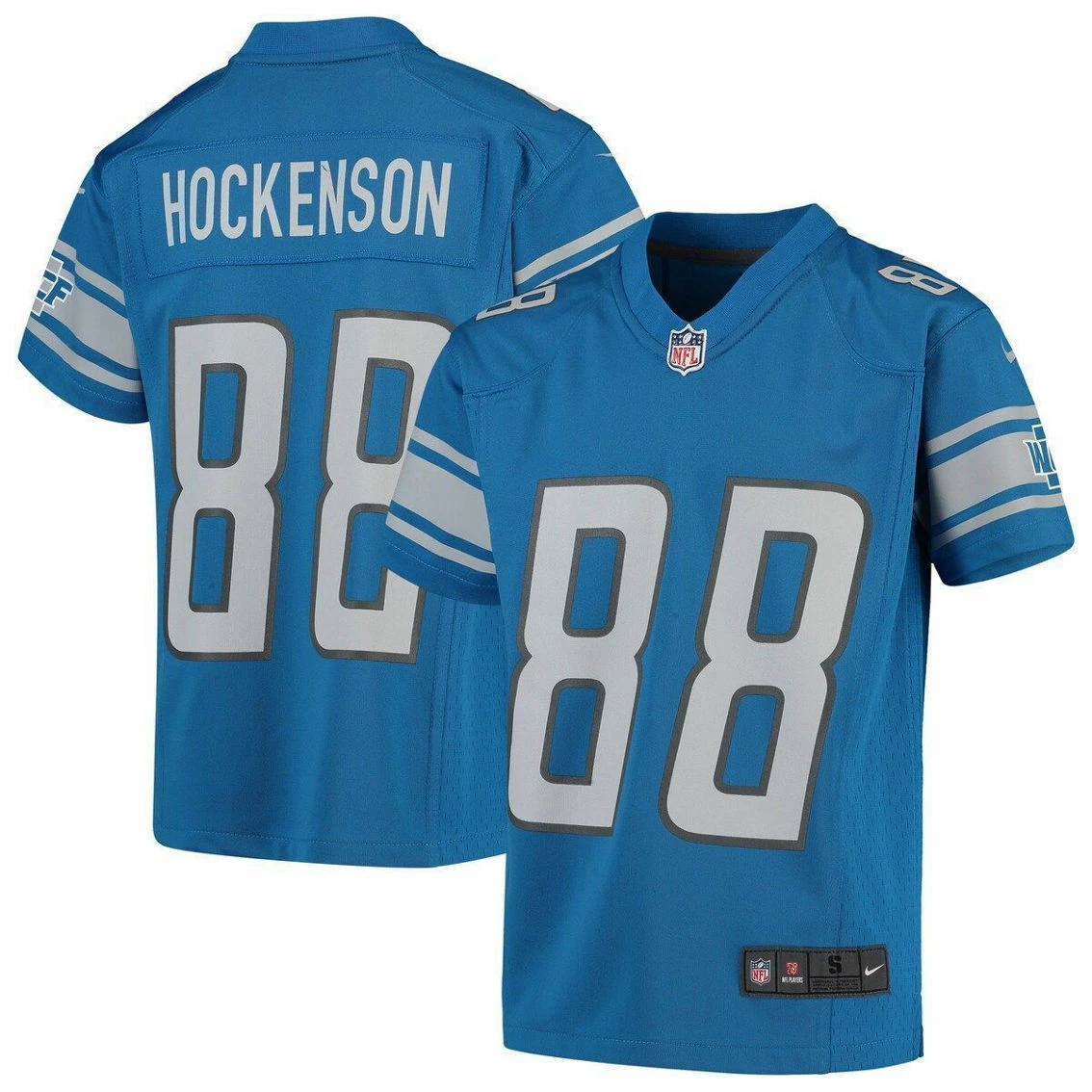 Nike Youth T.J. Hockenson Blue Detroit Lions Game Jersey - Image 2