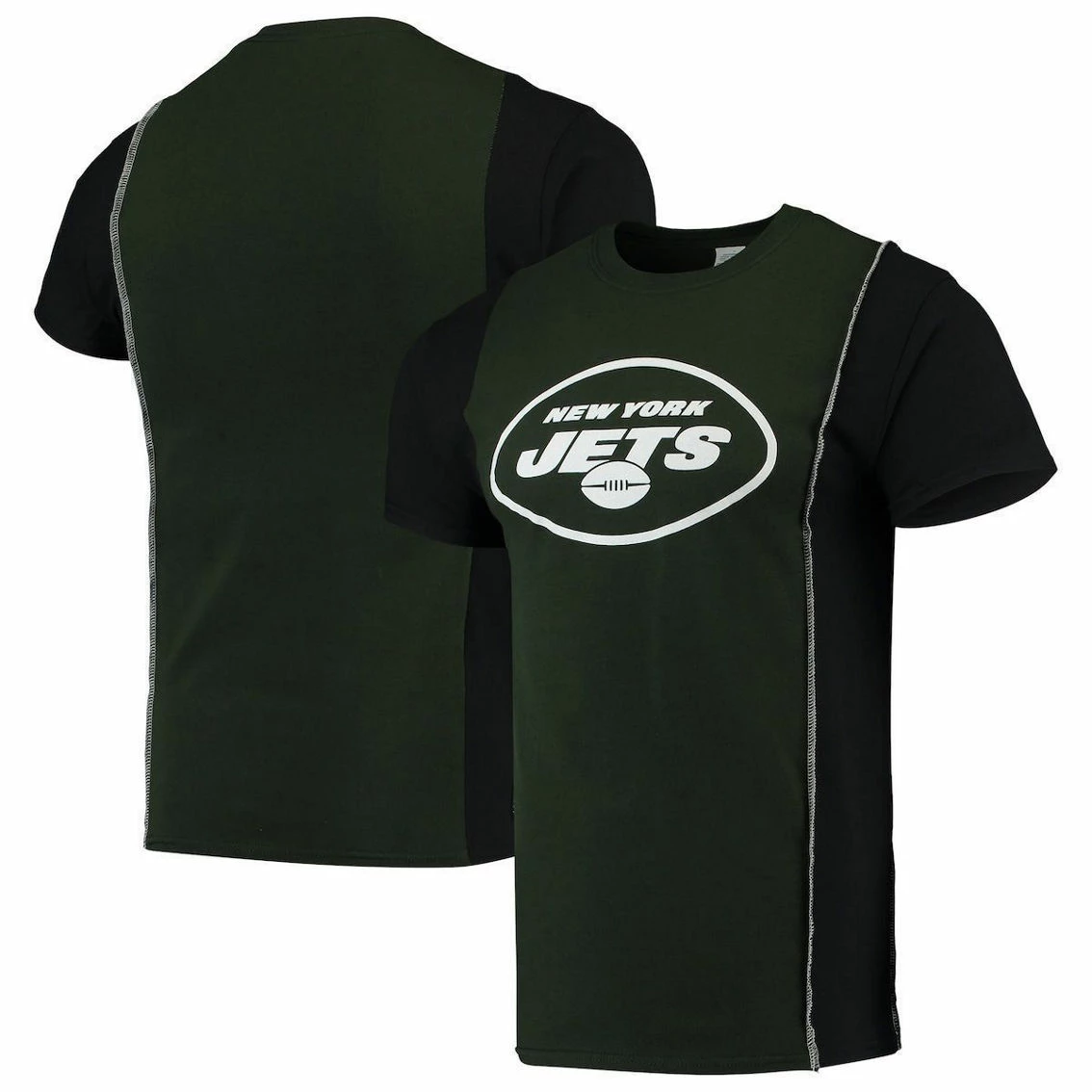 Refried Apparel Men's Green/Black New York Jets Sustainable Upcycled Split T-Shirt