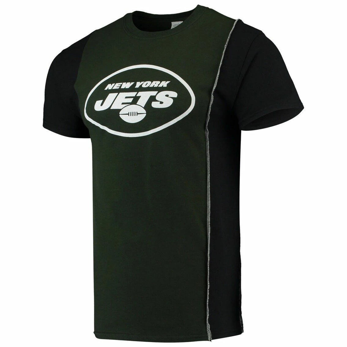 Refried Apparel Men's Green/Black New York Jets Sustainable Upcycled Split T-Shirt - Image 3