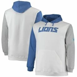 Profile Men's Blue/White Detroit Lions Big & Tall Pullover Hoodie