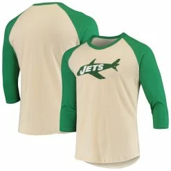 Majestic Threads Men's Threads Cream/Kelly Green New York Jets Gridiron Classics Raglan 3/4-Sleeve T-Shirt