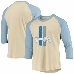 Majestic Threads Men's Threads Cream/Blue Detroit Lions Gridiron Classics Raglan 3/4-Sleeve T-Shirt