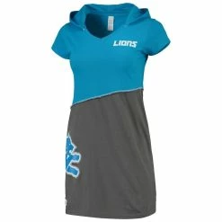 Women's Refried Apparel Blue/Charcoal Detroit Lions Sustainable Hooded Mini Dress