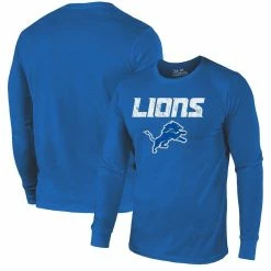 Majestic Threads Detroit Lions Threads Lockup Tri-Blend Long Sleeve T-Shirt - Blue