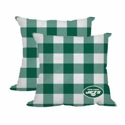 Logo Brands New York Jets 2-Pack Buffalo Check Plaid Outdoor Pillow Set