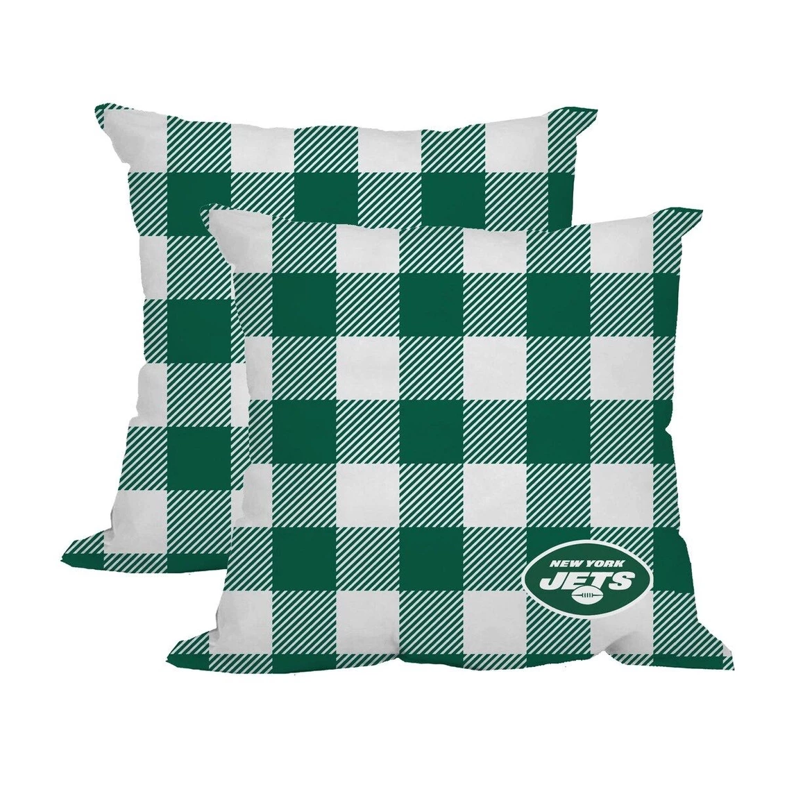 Logo Brands New York Jets 2-Pack Buffalo Check Plaid Outdoor Pillow Set - Image 2