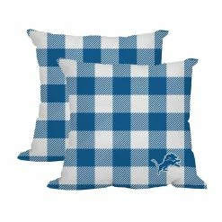 Logo Brands Detroit Lions 2-Pack Buffalo Check Plaid Outdoor Pillow Set