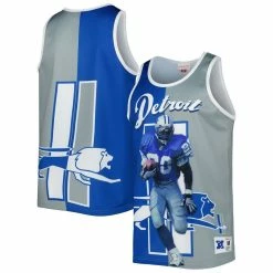 Mitchell & Ness Men's Barry Sanders Blue/Silver Detroit Lions Retired Player Graphic Tank Top