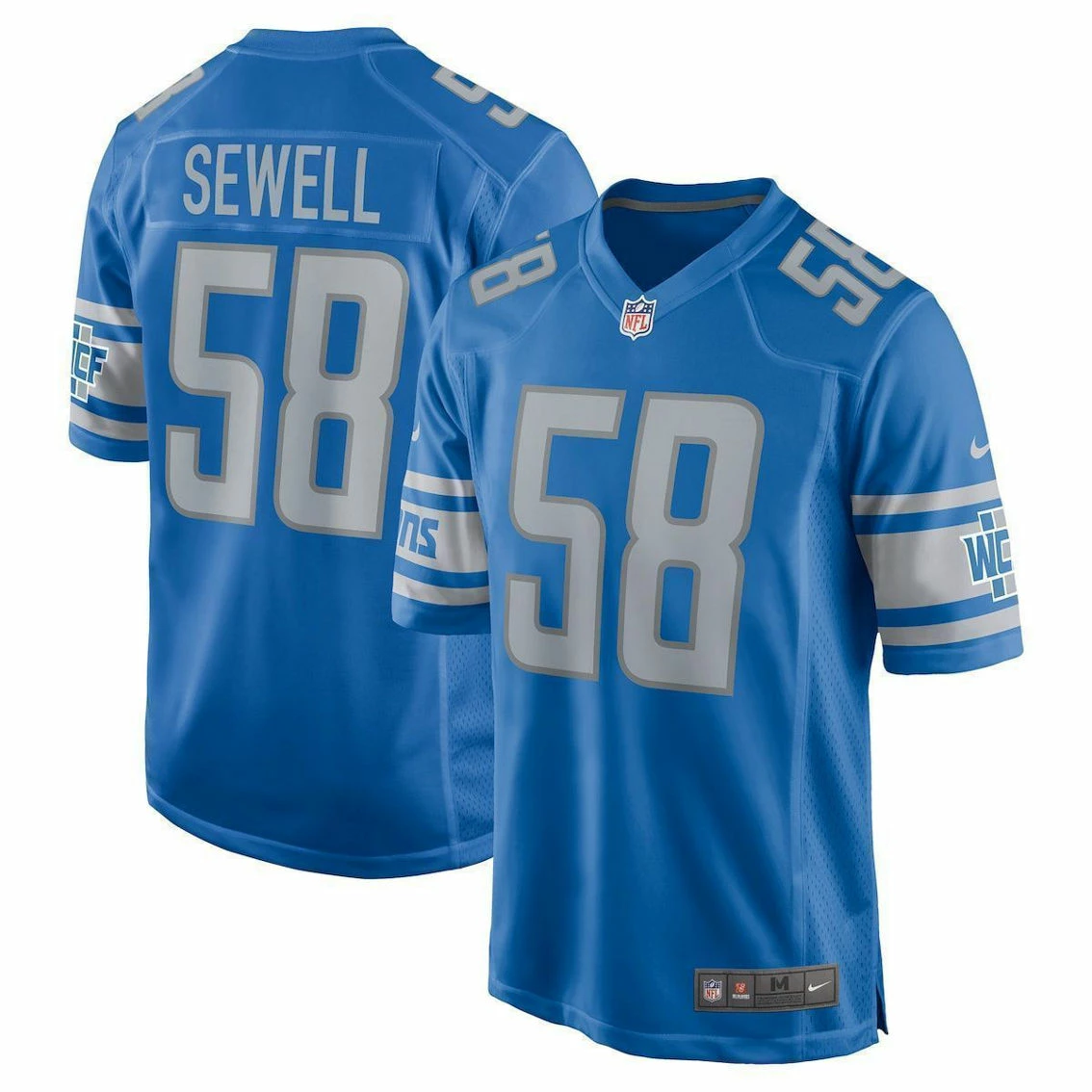 Nike Men's Penei Sewell Blue Detroit Lions Game Jersey - Image 2