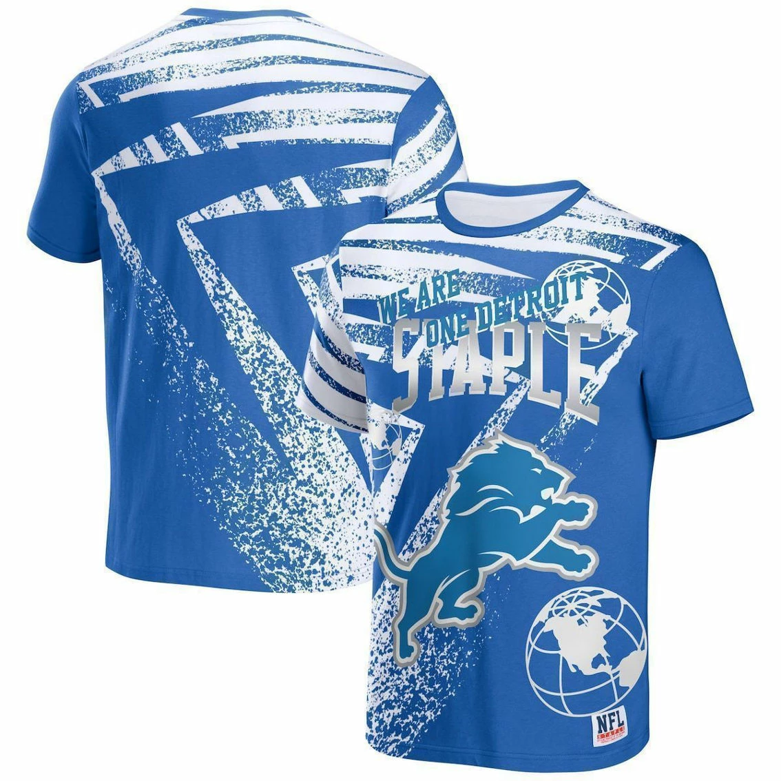 Staple Men's NFL X Blue Detroit Lions All Over Print T-Shirt - Image 2