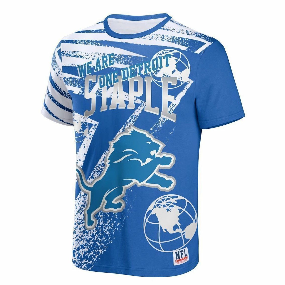Staple Men's NFL X Blue Detroit Lions All Over Print T-Shirt - Image 3