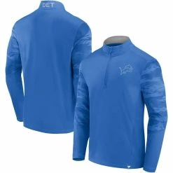 Fanatics Branded Men's Blue Detroit Lions Ringer Quarter-Zip Jacket