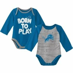 Outerstuff Newborn & Infant Blue/Heathered Gray Detroit Lions Born To Win Two-Pack Long Sleeve Bodysuit Set