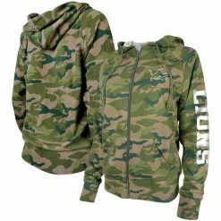 New Era Women's Camo Detroit Lions Raglan Full-Zip Hoodie