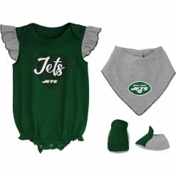 Outerstuff Girls Newborn & Infant Green/Heathered Gray New York Jets All The Love Bodysuit Bib & Booties Set