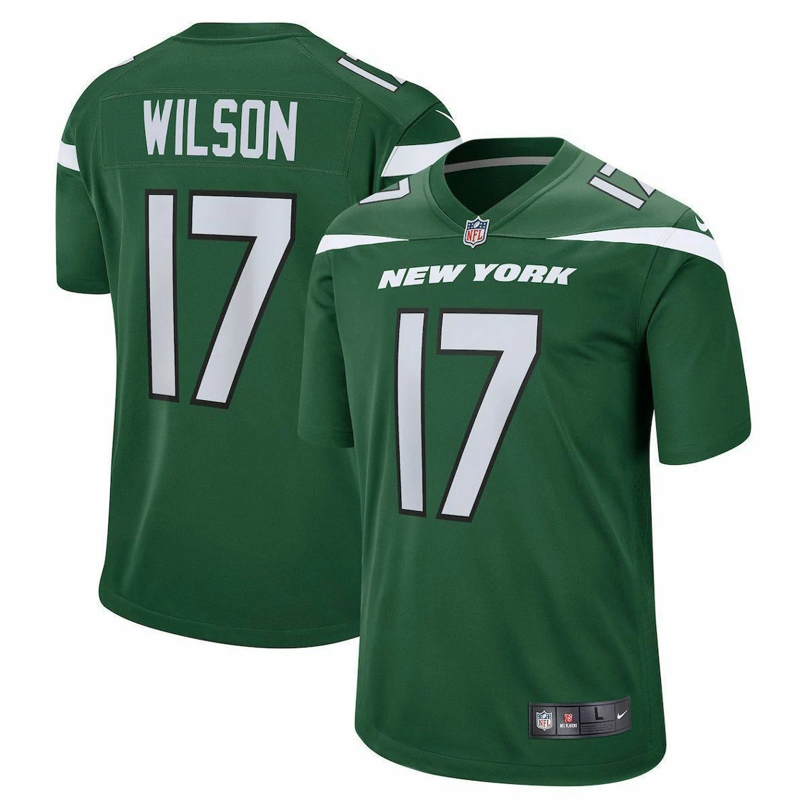 Nike Men's Garrett Wilson Green New York Jets Player Game Jersey - Image 2