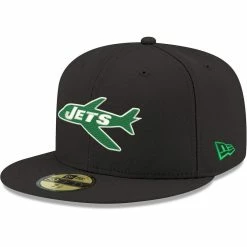 New Era Men's Black New York Jets Omaha Throwback 59FIFTY Fitted Hat