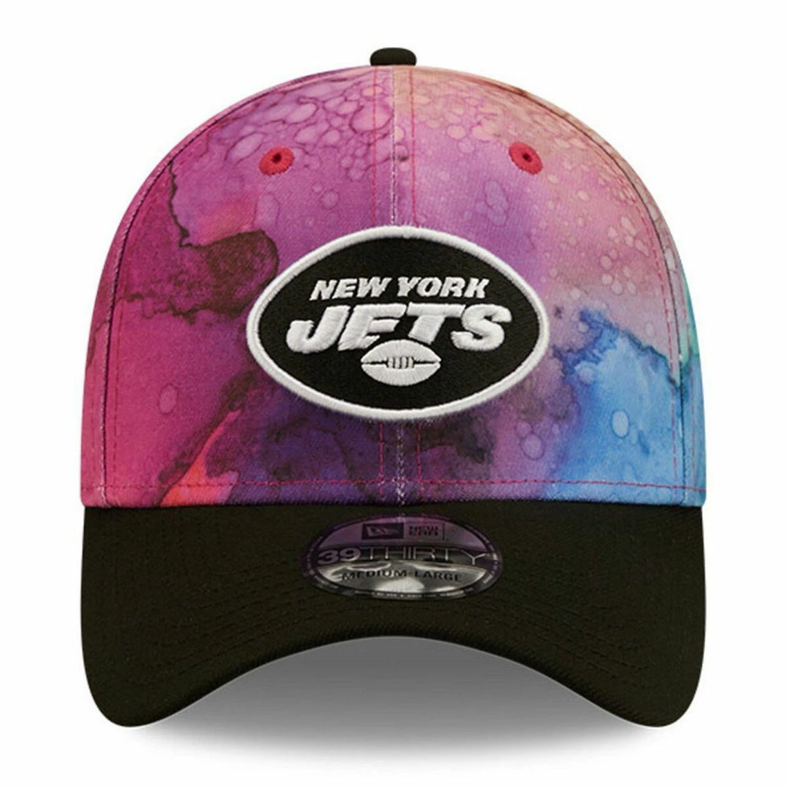 New Era Men's Pink/Black New York Jets 2022 NFL Crucial Catch 39THIRTY Flex Hat - Image 3