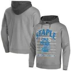 Staple Men's NFL X Gray Detroit Lions Throwback Vintage Wash Pullover Hoodie