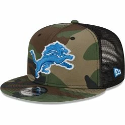 New Era Men's Camo Detroit Lions Woodland Trucker 2.0 9FIFTY Snapback Hat